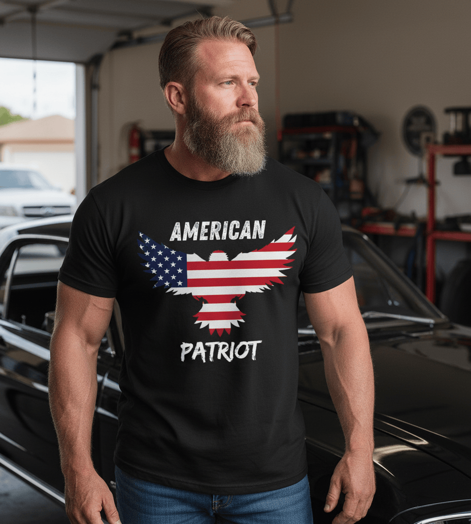 “American Patriot” Eagle Flag Men's T-Shirt – Proud USA Freedom Shirt